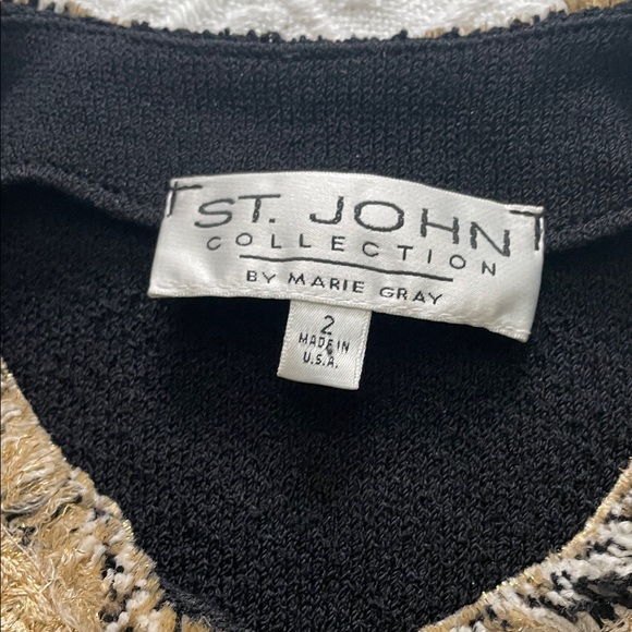 St. John Tweed Knit Jacket Gold Black - Picture 10 of 16